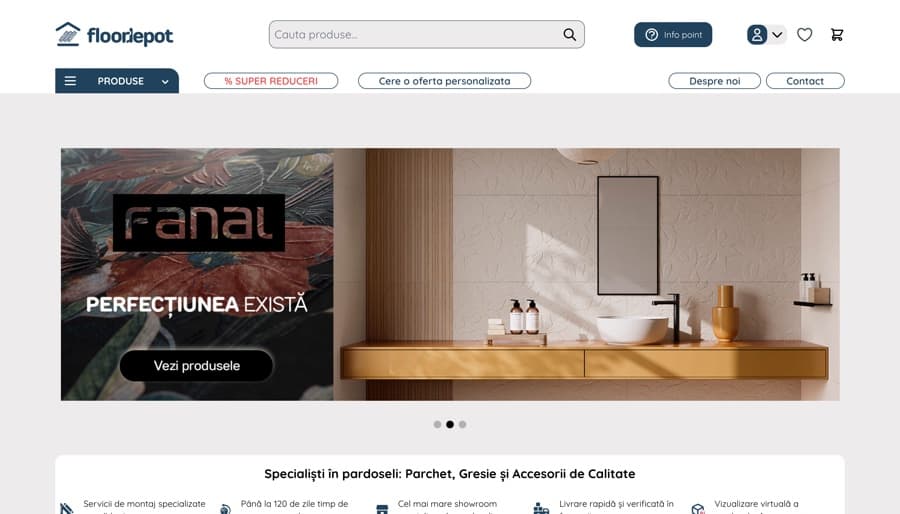 Pagina principală a magazinului Floor Depot