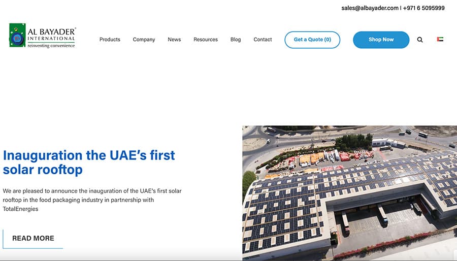 Captură din magazinul online Al Bayader UAE