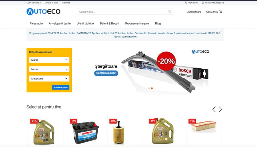 Captură din magazinul online Autoeco