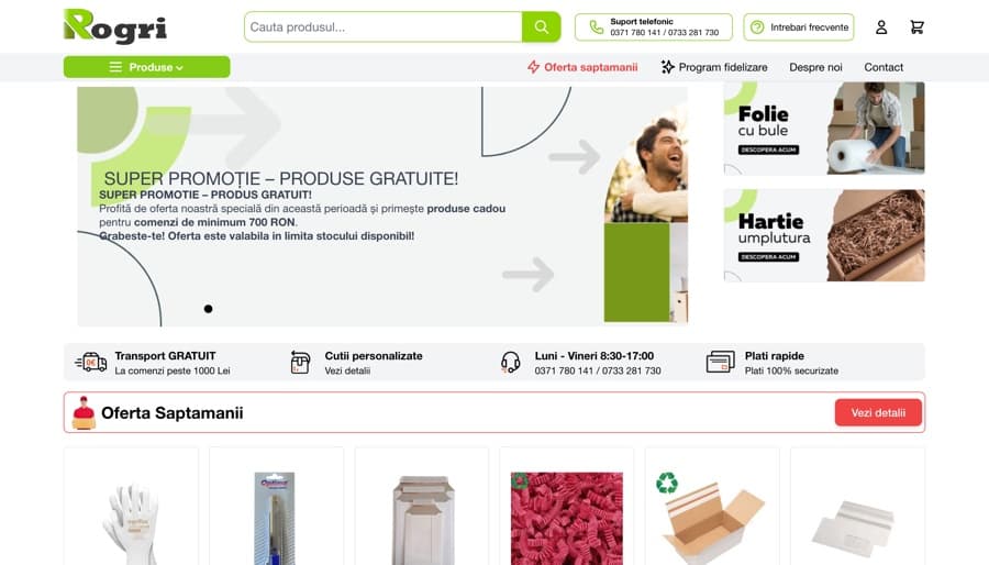 Captură din magazinul online Rogri